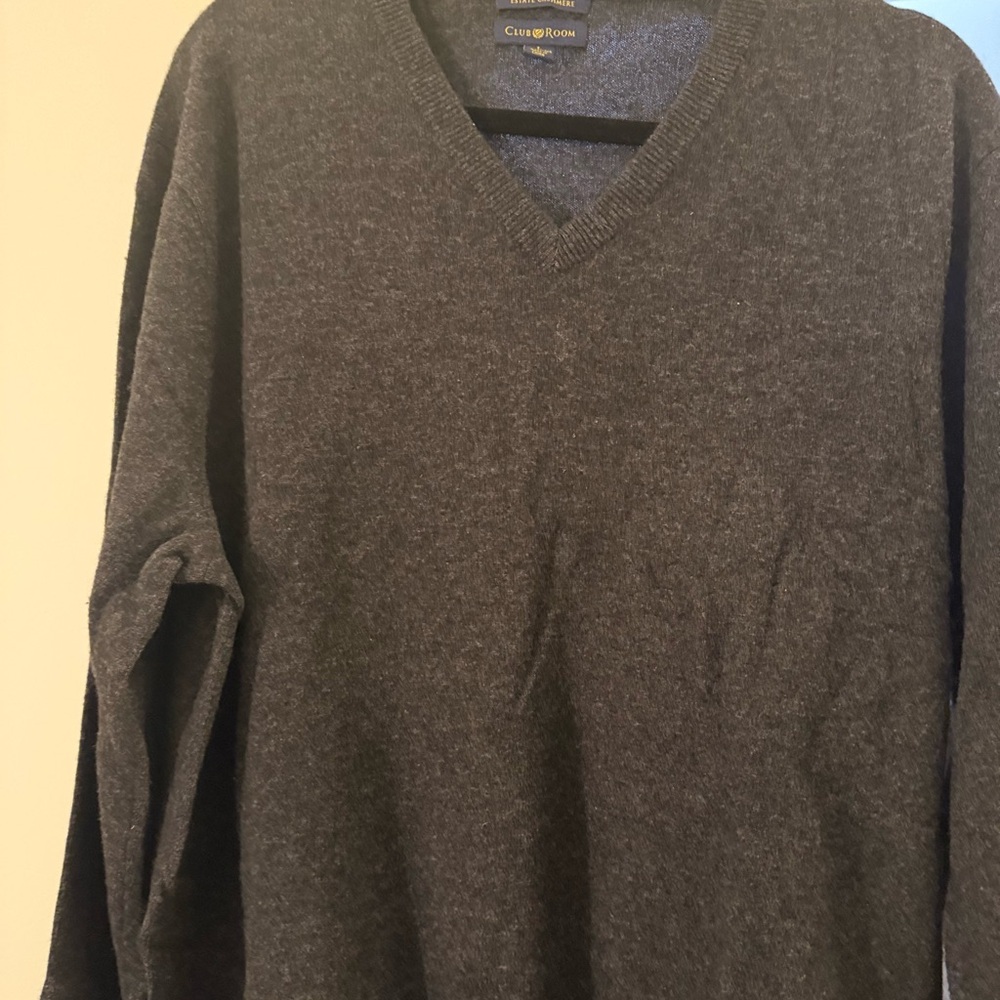 Club Room Charcoal V-Neck Cashmere Sweater